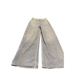 Anotherchill Womens Wide-Leg Denim Look Sweatpants High-Waisted Relax Fit S Blue